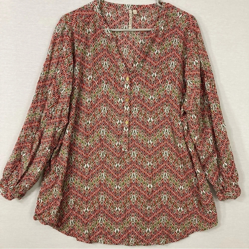 Grand & Greene Ultra Soft Rayon V‎ Neck Chevron Casual Blouse 1X